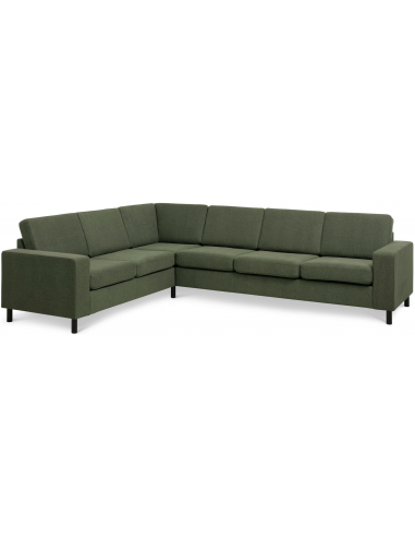 Panset hjørnesofa i polyester B295 x D230 cm - Sort/Mosgrøn