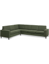 Panset hjørnesofa i polyester B295 x D230 cm - Sort/Mosgrøn