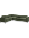 Panset hjørnesofa i polyester B295 x D230 cm - Børstet alugrå/Mosgrøn