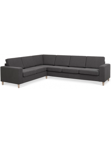 Panset hjørnesofa i polyester B295 x D230 cm - Natur/Antracit