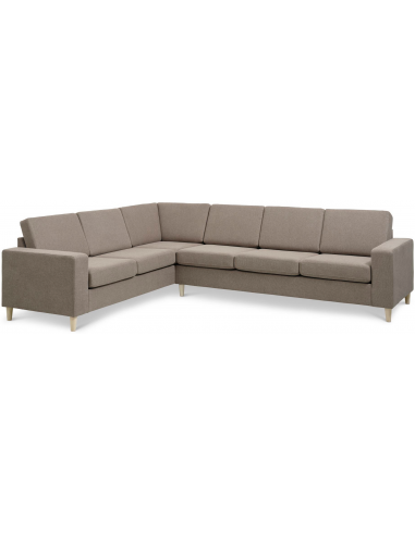 Panset hjørnesofa i polyester B295 x D230 cm - Natur/Lysebrun