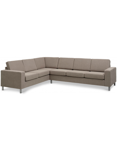 Panset hjørnesofa i polyester B295 x D230 cm - Børstet alugrå/Lysebrun