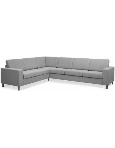 Panset hjørnesofa i polyester B295 x D230 cm - Børstet alugrå/Grå