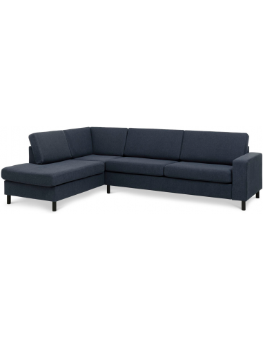 Panset venstrevendt chaiselongsofa i polyester B279 x D197 cm - Sort/Blå