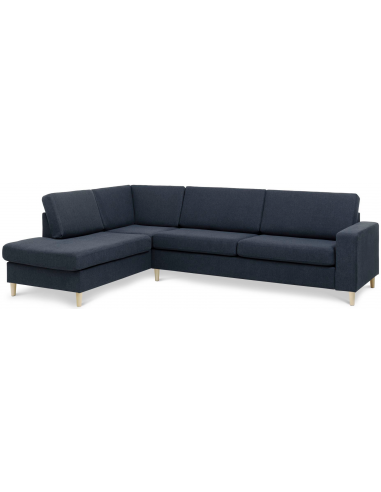 Panset venstrevendt chaiselongsofa i polyester B279 x D197 cm - Natur/Blå