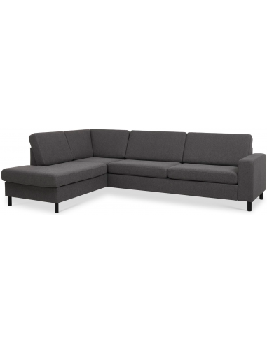 Panset venstrevendt chaiselongsofa i polyester B279 x D197 cm - Sort/Antracit