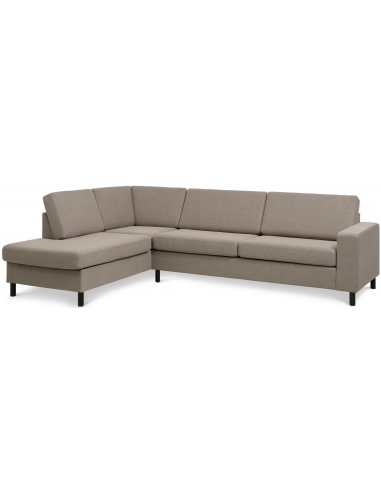 Panset venstrevendt chaiselongsofa i polyester B279 x D197 cm - Sort/Lysebrun