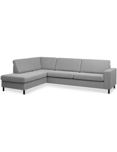 Panset venstrevendt chaiselongsofa i polyester B279 x D197 cm - Sort/Grå