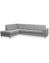 Panset venstrevendt chaiselongsofa i polyester B279 x D197 cm - Natur/Grå