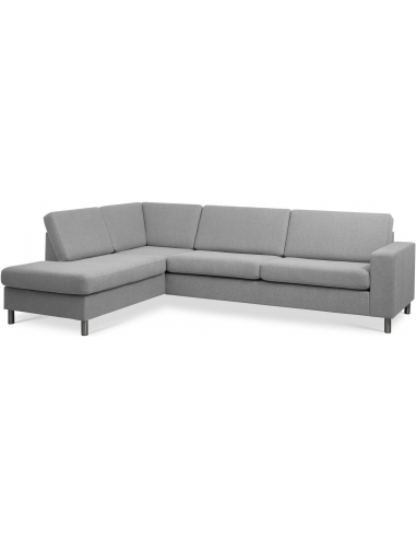 Panset venstrevendt chaiselongsofa i polyester B279 x D197 cm - Børstet alugrå/Grå