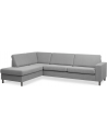 Panset venstrevendt chaiselongsofa i polyester B279 x D197 cm - Børstet alugrå/Grå