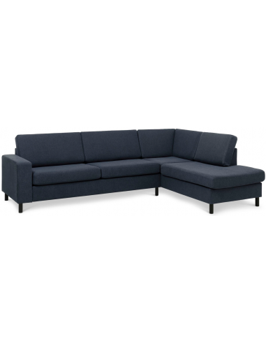 Panset højrevendt chaiselongsofa i polyester B279 x D197 cm - Sort/Blå