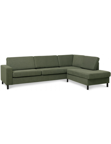 Panset højrevendt chaiselongsofa i polyester B279 x D197 cm - Sort/Mosgrøn