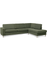 Panset højrevendt chaiselongsofa i polyester B279 x D197 cm - Natur/Mosgrøn