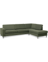 Panset højrevendt chaiselongsofa i polyester B279 x D197 cm - Børstet alugrå/Mosgrøn