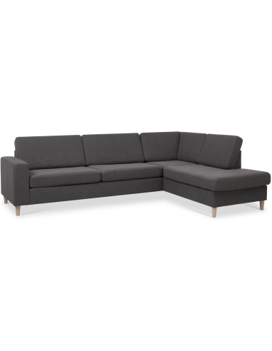 Panset højrevendt chaiselongsofa i polyester B279 x D197 cm - Natur/Antracit