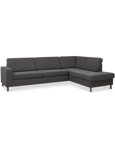 Panset højrevendt chaiselongsofa i polyester B279 x D197 cm - Børstet alugrå/Antracit