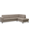 Panset højrevendt chaiselongsofa i polyester B279 x D197 cm - Sort/Lysebrun