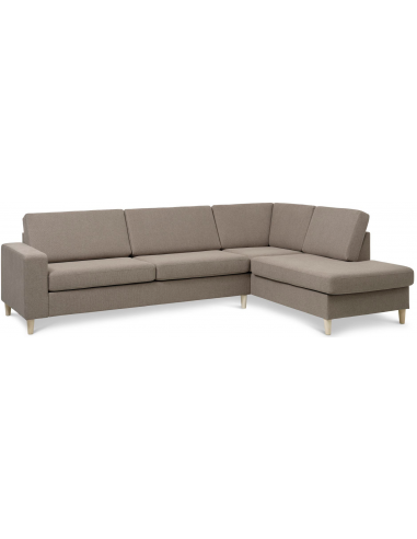 Panset højrevendt chaiselongsofa i polyester B279 x D197 cm - Natur/Lysebrun