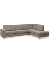 Panset højrevendt chaiselongsofa i polyester B279 x D197 cm - Natur/Lysebrun