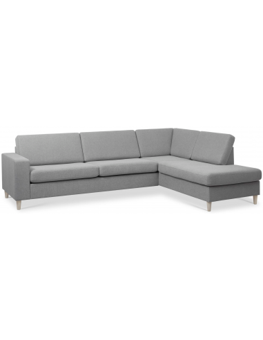 Panset højrevendt chaiselongsofa i polyester B279 x D197 cm - Natur/Grå