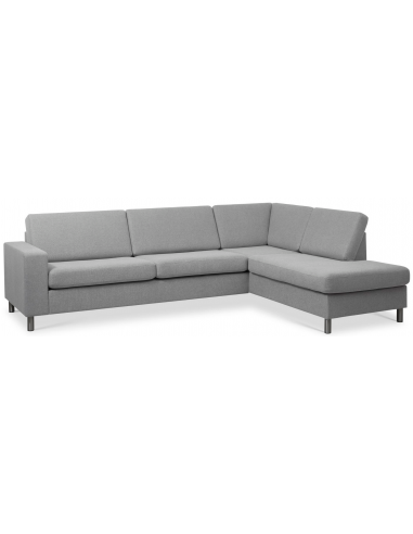 Panset højrevendt chaiselongsofa i polyester B279 x D197 cm - Børstet alugrå/Grå