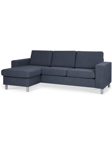 Panset chaiselongsofa i polyester B233 x D137 cm - Børstet alugrå/Blå