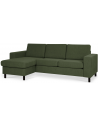 Panset chaiselongsofa i polyester B233 x D137 cm - Sort/Mosgrøn