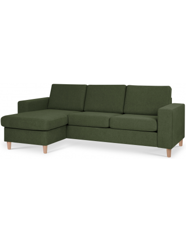 Panset chaiselongsofa i polyester B233 x D137 cm - Natur/Mosgrøn