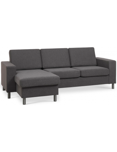 Panset chaiselongsofa i polyester B233 x D137 cm - Børstet alugrå/Antracit