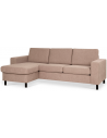 Panset chaiselongsofa i polyester B233 x D137 cm - Sort/Lysebrun