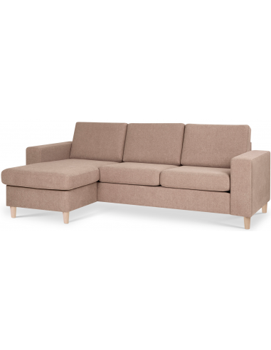 Panset chaiselongsofa i polyester B233 x D137 cm - Natur/Lysebrun