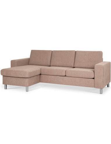 Panset chaiselongsofa i polyester B233 x D137 cm - Børstet alugrå/Lysebrun