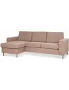 Panset chaiselongsofa i polyester B233 x D137 cm - Børstet alugrå/Lysebrun