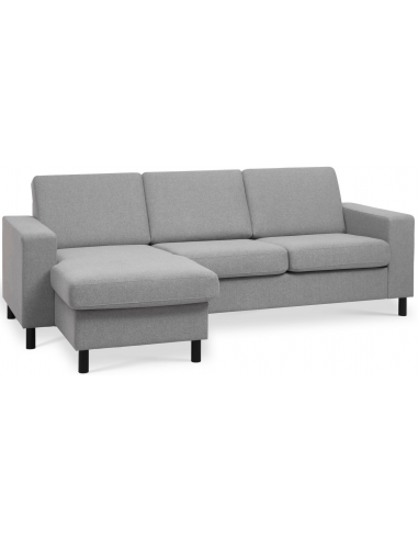 Panset chaiselongsofa i polyester B233 x D137 cm - Sort/Grå