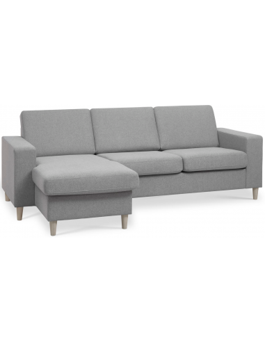 Panset chaiselongsofa i polyester B233 x D137 cm - Natur/Grå