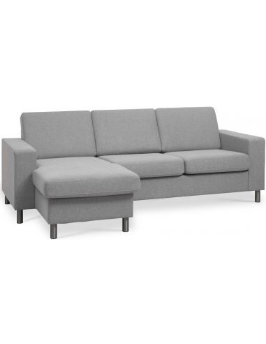 Panset chaiselongsofa i polyester B233 x D137 cm - Børstet alugrå/Grå