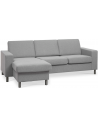 Panset chaiselongsofa i polyester B233 x D137 cm - Børstet alugrå/Grå