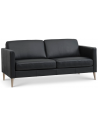 Askset 2-personers sofa i semi-anilin læder B180 x D86 cm - Natur/Sort