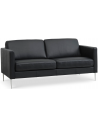 Askset 2-personers sofa i semi-anilin læder B180 x D86 cm - Børstet alugrå/Sort