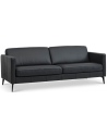 Askset 3-personers sofa i semi-anilin læder B214 x D86 cm - Sort/Sort