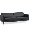 Askset 3-personers sofa i semi-anilin læder B214 x D86 cm - Sort/Sort