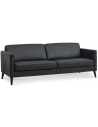 Askset 3-personers sofa i semi-anilin læder B214 x D86 cm - Sort/Sort