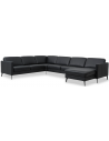 Askset U-sofa i semi-anilin læder B348 x D269 cm - Sort/Sort