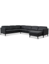 Askset U-sofa i semi-anilin læder B348 x D269 cm - Sort/Sort