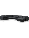 Askset U-sofa i semi-anilin læder B348 x D269 cm - Børstet alugrå/Sort