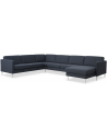 Askset U-sofa i polyester B348 x D269 cm - Børstet alugrå/Navy