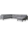 Askset U-sofa i polyester B348 x D269 cm - Sort/Lysegrå