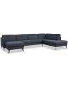 Askset højrevendt U-sofa i polyester B336 x D219 cm - Sort/Navy