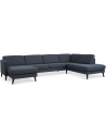 Askset højrevendt U-sofa i polyester B336 x D219 cm - Sort/Navy